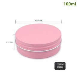 3.38 oz/100ml Pink Aluminium Round Lip Balm Tin Storage Jar Containers with Screw Cap for Lip Balm, Cosmetic, Candles or Tea