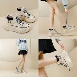 Positive High top shoes spring and autumn vintage women's shoes thick soled small white shoes leisure sports board shoes GAI