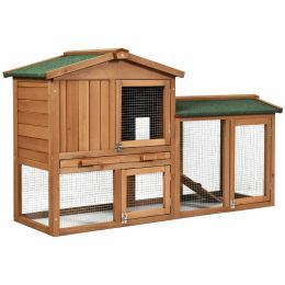 Accessories 58" Wooden Rabbit Hutch Large Chicken Coop Weatherproof Indoor Outdoor Use
