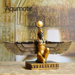 Sculptures Aqumotic Goddess Isis Patron Saint of The Earth Decor Hotel Ancient Myth God's Wings God of Fertility Bedroom Decoration