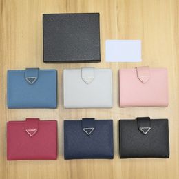 Luxury Designer Wallet Genuine Leather Womens Zero Purse Credit Card Slot Business Card Wallets 2024 New Folding Key Bag Triangle Coin Purses With box