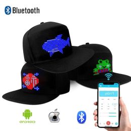 Hats Bluetooth LED Lighting Hat RGB Programmable Hip Hop Cap Hat Halloween APP Control Editing Hat for Festival Party Club Christmas