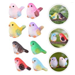 Garden Decorations 8 Pcs Bird Statue Models Decoration Landscape Micro Cake Miniature Craft Resin Adornment