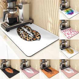 Table Mats Lip Style Diatomaceous Earth Mat Kitchen Coasters For Coffee Cups Items Leopard Pattern Decor Cup