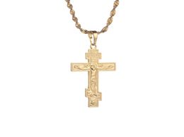 Gold Colour Russian Orthodox Christianity Church Eternal Cross Charms Pendant Necklace Jewellery Russia Greece Ukraine Gift1646293