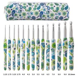 Knitting Sunflower Cashew Flower Crochet Hook Set Ergonomic Grip Aluminium Crochet Needles with Storage Bag