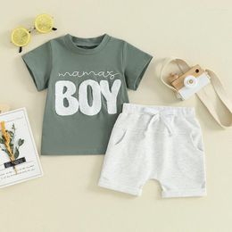 Clothing Sets Baby Toddler Boys Summer Clothes Set Short Sleeve Tshirt Top Elastic Waistband Shorts 2 Pieces