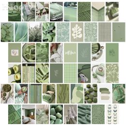 Stickers 50Pcs Aesthetic Postcard Wall Collage Kit Teens Favor Room Decor Nordic Simple Matcha Color Cards Decorative Art Poster Pictures