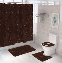 3 Pcs set Bathroom Shower Curtain Set Waterproof Printing Ground Mat Cover Toilet Seat Covers Home Decor Top