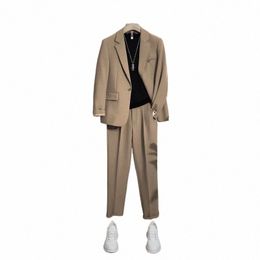 spring Summer Classic Balzers Pant Suits Men Loose Casual Handsome Jackets Trousers Set Men Tops Bottom Male Clothes V1FV#
