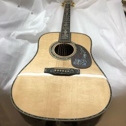 In Stock New 41# Acoustic (Electric) Guitar Real Abalone All Solid Wood AAA Ebony Fretboard/Bridge,Bone Nut/Saddle In Natural 202402