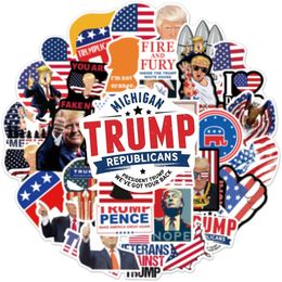 Decalcomanie Adesivi Trump Bandiera Americana Donald L50-118 50pz USA Cxaxj