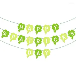 Party Decoration Irish Lucky Banner Green Four Leaf Flag Celebration Decor For St. Patrick's Day Home Mantel Car Dessert Table