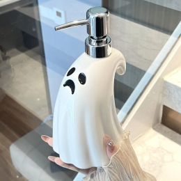Jars 400ml Creative Ghost Shaped Ceramic Liquid Soap Bottle Kawaii Halloween Lotion Bottle Shower Gel Shampoo Bottles Bathroom Supply