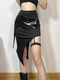 Skirts KLALIEN Fashion Elegant Split Ruffles Women 2024 Summer Hipster Skinny High-Waisted Hip Female Streetwear Bottoms