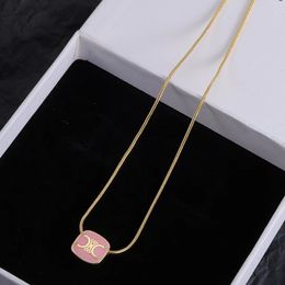 Chan Jewellery 18K Gold Square Pendant Necklaces Chanells Brand Designer Jewellery For Women Moissanite Snake Chain Sailormoon Letters Love 5698