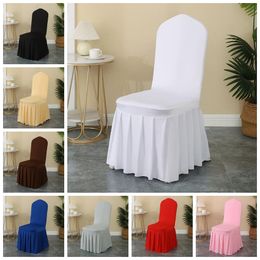 Lycra Wedding Chair Cover Party Decoration Spandex With Skirt Pleated Use Elastic Stretch Dining Luxury Birthday el Banquet 240313
