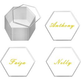 Crafts 2/4mm Clear Acrylic Place Seat Card Wedding Banquet Blank Hexagon Tile Name Table Number Card for Birthday Party Decoration Sign