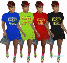 Selling Women Black Smart Bodycon Dresses Letter Print Short Sleeve Shirts Dress Summer Sexy Bandage Bow Mini Dress Party Clot3450126