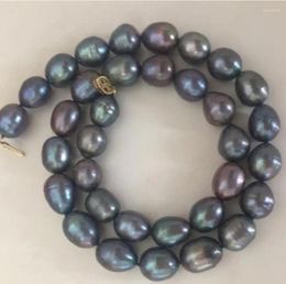 Chains Jewellery Stunning 12-13mm Tahitian Baroque Black Blue Red Pearl Necklace 18inch 925silver