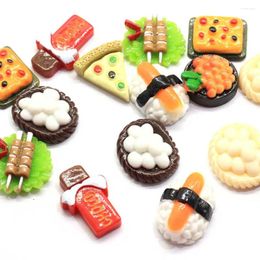 Decorative Flowers 50/100pcs Charms Miniature Japanese Food Pizza Sushi Rice Resin Cabochon For DIY Home Craft Making Phone Case Dollhouse