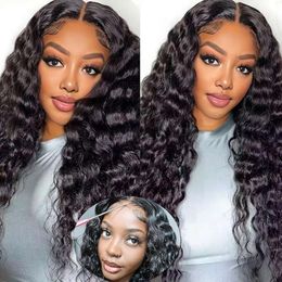 Binrris Wear and Go Glueless Transparent Front 13x4 Lace Frontal with Elastic Band for Black Women 180% Density Water Wave Wigs Human Hair (24)