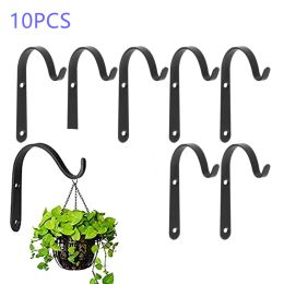 Rails Black Iron Wall Light Hook Bracket Wind Chimes Garden Hanging Basket Planter Lantern Flower Pot Home Decoration