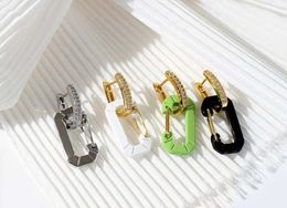 Japanese Korean EERA chain buckle candy-colored shiny rhinestone earrings gorgeous women chic detachable eardrop 240311