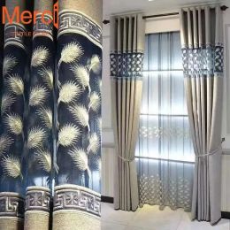 Curtains European Style Curtains for Living Dining Room Bedroom Cashmere Hollow Embroidered tulle Fabric High Shading Customised Luxury