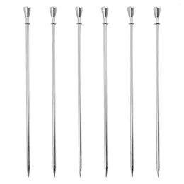 Forks 6pcs Skewers Dessert Toothpick Reusable Restaurant Party Mixing Practical Fruit Stick Cocktail Pick Stainless Steel Picnic Olive