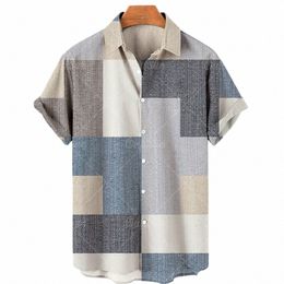 Novo verão masculino casual listrado camisas de manga curta topos lapela harajuku retro oversized estilo simples roupas vintage h9os #
