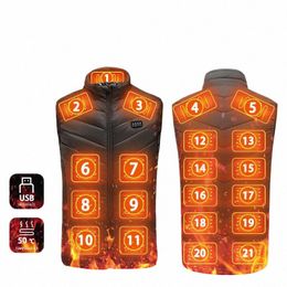 super Sale 21 HEATING ZONES Heated Vest Men Women Heated Jacket Winter Warm Usb Self Heating Thermal Vest Heating Down Jacket 344v#