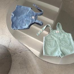 Shorts 2024 Spring Baby Denim Strap Infant Boy Girl Cute Solid Overalls Toddler Sleeveless Casual Jumpsuit Kids Clothes 0-3T