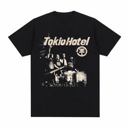Banda de rock Tokio Hotel Beyd The World 2023 Tour Ccert Camiseta masculina Fi Casual Manga Curta Camiseta Hip Hop Punk Camisetas u2Xw #