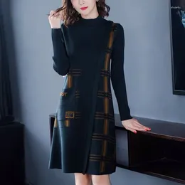 Casual Dresses Middle-Aged And Elderly Women's Sweater Mid-Length Bottoming Shirt Autumn Mom Western Style Knitted Winter Long Thickened