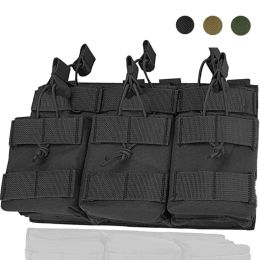 Bags Tactical Molle Triple Magazine Pouch Double Layer Mag Pouch Hunting Open Top Rifle Bag Holder Case