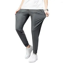 Mens Pants Solid Colour Sweatpants Loose Straight Drawstring With Elastic Waist Pockets Breathable Ankle Length For Daily