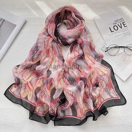 Sarongs Feather Women Foulard Colourful Elegant Chiffon Georgette Bandana Scarf Summer Beach Silk Feel Travel Sun Protection Thin 240325