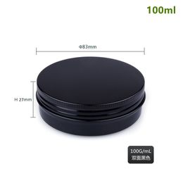 3.38oz Matte Black Aluminum Tin Jar Refillable Cosmetic Containers Bottle 100ml Aluminum Screw Lid Round Tin Packaging Box