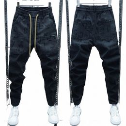 black Cargo Jeans Skinny Harem Pants Outdoor Slimline Jogger Sweatpants Letter Printing High Quality Streetwear Brand Clothing O8kg#