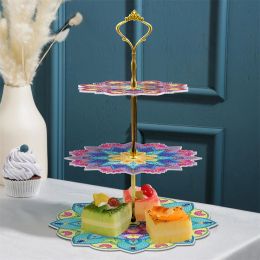 Stitch New Exquisite Diy Diamond Painting Dinner Plate Mandala Flower Three Layer Design Fruit Food Tray Desktop Decoration Mosaic Art