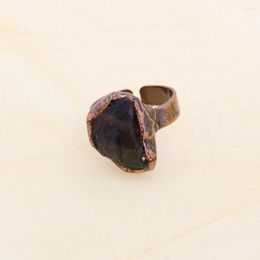 Cluster Rings Wholesale Fashion Natural Stone Copper Amethyst Citrine Retro Ring For Men And Women Suitable Weddings Parties