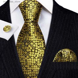 Neck Ties Luxury Ties for Men Silk Gold Black Polka Dot Red Black Silver Necktie Pocket Square Cufflinks Set Wedding Gift BarryWang 6147 Y240325