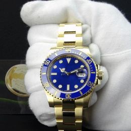 Factory Supplier Luxury 18k yellow Gold sapphire 40mm Mens Wrist Watch Blue Dial And CERAMIC Bezel 116618 Steel Automatic Movement241H