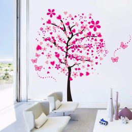 Stickers Super Large Size DIY Pink Tree Wall Sticker For Kids Room Bedroom Living Rooms Backdrop Decor Removable PVC Wall Stickers