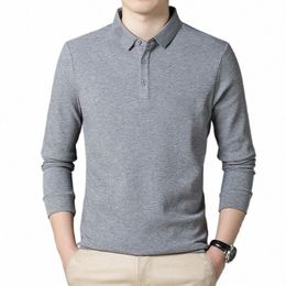 top Grade New Fi Designer Brand Luxury Logo Men Polo Shirt 100% Cott Casual Lg Sleeve Tops Solid Colour Men Clothes j39p#