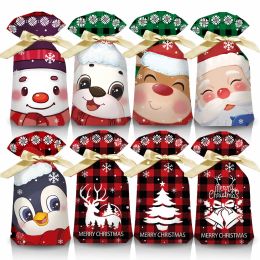 Wrap 50PCS Christmas Candy Bag Santa Gift Decoration for Home Noel Present Wrap Holders New Year