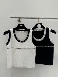 3021 2024 Runway Spring Summer Brand SAme Style Sweater Sleeveless CRew Neck Fashion Clothes Black White Shun