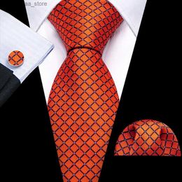 Neck Ties Designer Blue Red Plaid Ties for Men Silk Necktie Pocket Square Cufflinks Set Wedding Gift Party BarryWang Clip Brooches 6332 Y240325