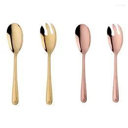 Forks -Salad Spoon Fork Set Stainless Steel Kitchen Server Pasta Utensils Public Gold Tableware Buffet Restaurant Tools